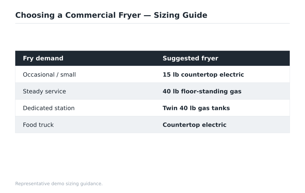 Choosing a Commercial Fryer sizing guide