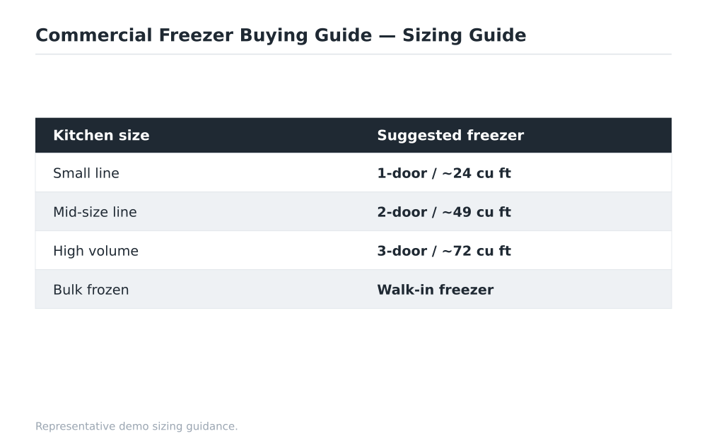 Commercial Freezer Buying Guide sizing guide
