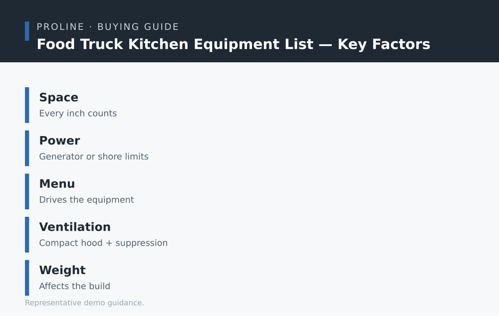 Food Truck Kitchen Equipment List key factors