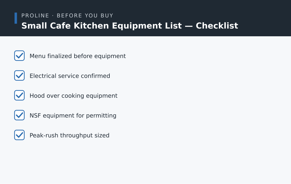 Small Cafe Kitchen Equipment List checklist