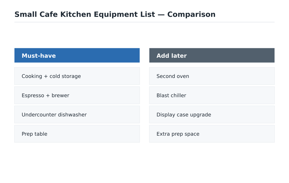 Small Cafe Kitchen Equipment List comparison