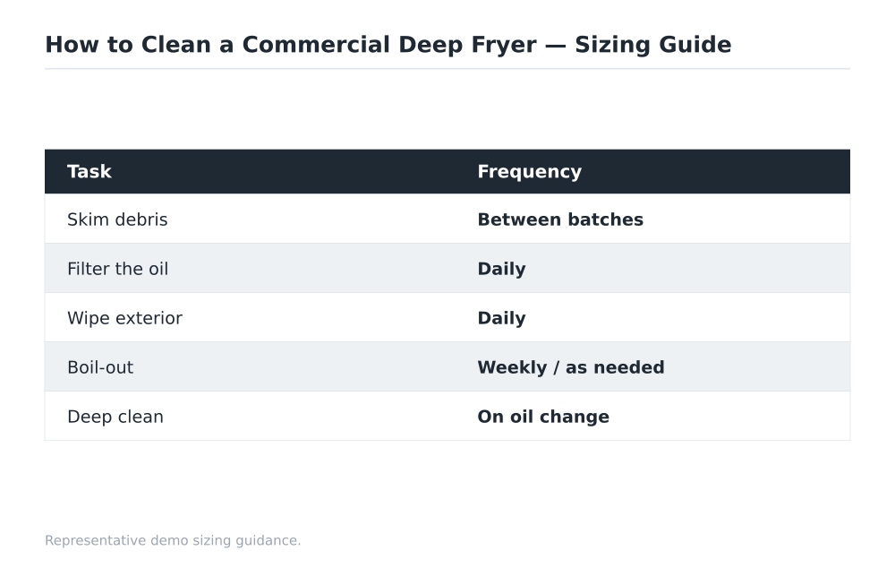 How to Clean a Commercial Deep Fryer sizing guide