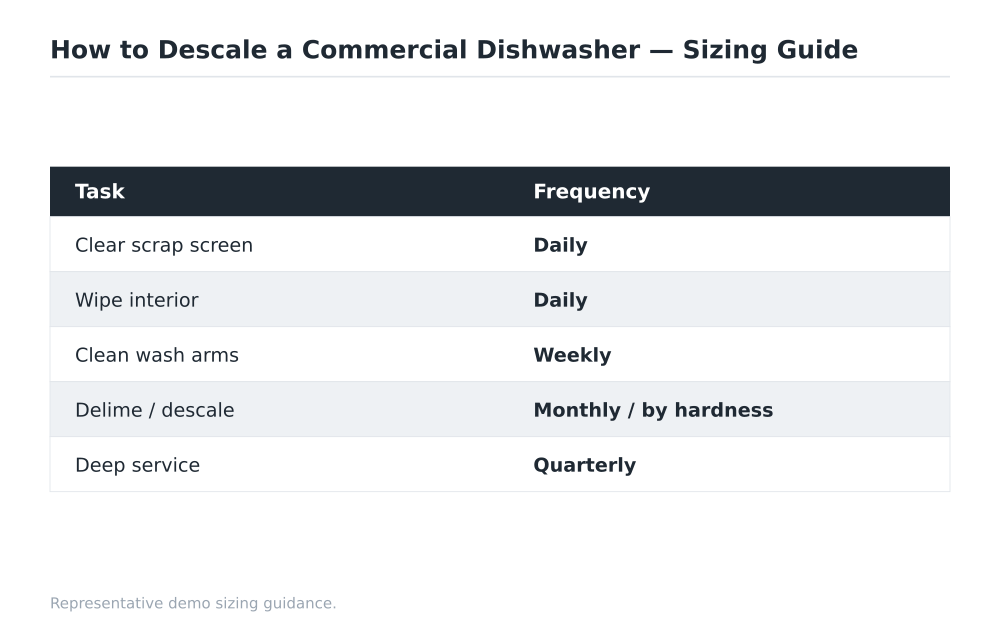 How to Descale a Commercial Dishwasher sizing guide