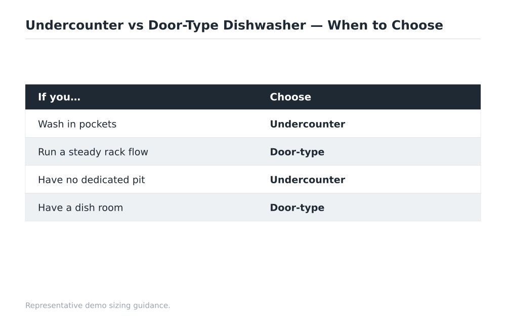 Undercounter vs Door-Type Dishwasher when to choose