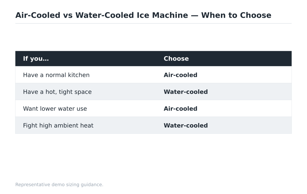 Air-Cooled vs Water-Cooled Ice Machine when to choose