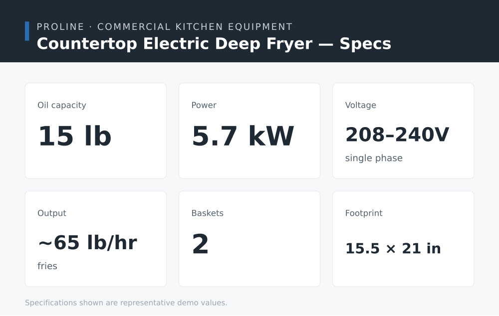 Countertop Electric Deep Fryer specifications