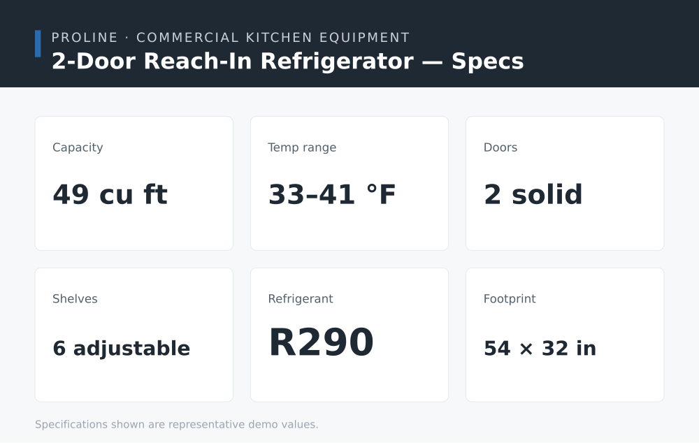 2-Door Reach-In Refrigerator specifications