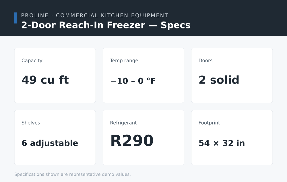 2-Door Reach-In Freezer specifications