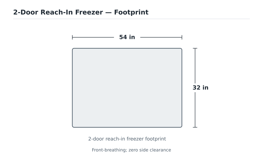 2-Door Reach-In Freezer footprint diagram