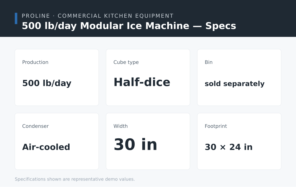 500 lb/day Modular Ice Machine specifications